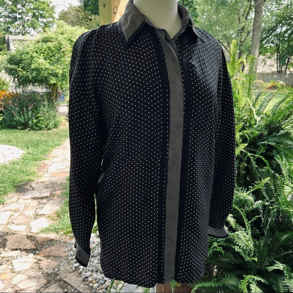 The Limited Black Oversized Button Down Shirt 100% Silk size Large